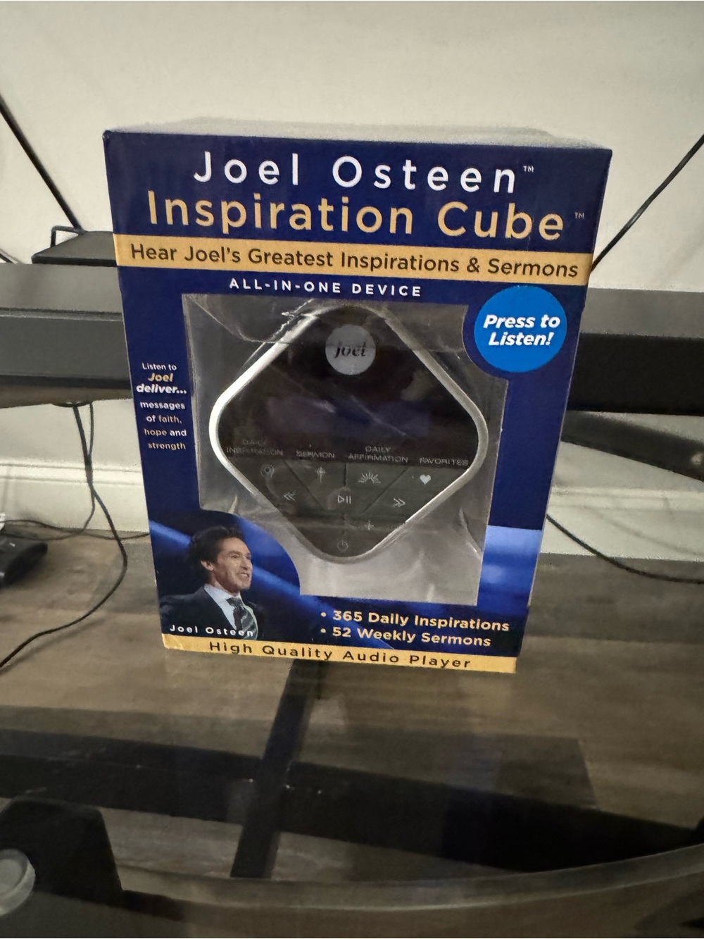 Joel Osteen Inspiration Cube Silver Portable Speaker Digital Display
